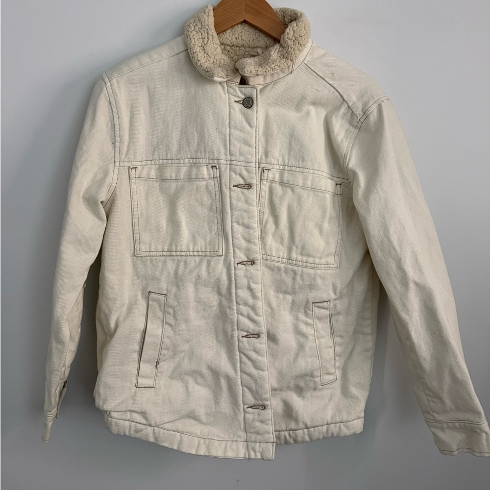 Women’s  Cream Sherpa-Lined Jacket